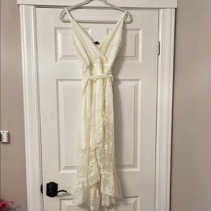 NWT As U Wish Cream Tie Front Ruffled Maxi Dress SIZE SMALL